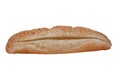 Loaf baguette isolated on white background. Bun with sesame seeds and a side cut for making sandwiches, hot dogs. Bagel Royalty Free Stock Photo