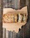 Loaf of Banana Nut Bread on Ohio Board Royalty Free Stock Photo