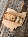 Loaf of Banana Nut Bread on Ohio Cutting Board Royalty Free Stock Photo