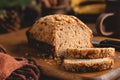 Sliced Loaf of Banana Nut Bread Royalty Free Stock Photo