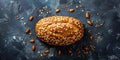A loaf of bread with almonds on a dark background Royalty Free Stock Photo