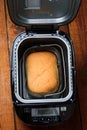 The loaf of bread baked in the bread machine