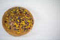 Loaf of bread with edible flowers and nuts Royalty Free Stock Photo