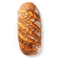 Loaf of bread isolated on a white background. The bread appears fresh and inviting, with its crusty