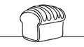 Loaf of bread one line art. Continuous one line drawing of bread Royalty Free Stock Photo