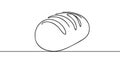 Loaf of bread one line art. Continuous one line drawing of bread Royalty Free Stock Photo