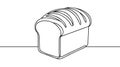 Loaf of bread one line art. Continuous one line drawing of bread Royalty Free Stock Photo
