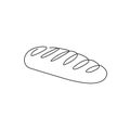 Loaf of bread one line art. Continuous line drawing of White bread Royalty Free Stock Photo