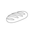 Loaf of bread one line art. Continuous line drawing of White bread. Royalty Free Stock Photo