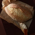 Loaf of bread over cooking paper Royalty Free Stock Photo