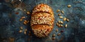 A loaf of bread with seeds and nuts on a dark background Royalty Free Stock Photo