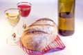 Loaf of bread with wine Royalty Free Stock Photo