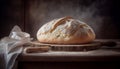 loaf of bread on wooden background, food closeup Royalty Free Stock Photo