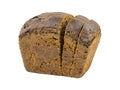 A loaf of dark bread with cut pieces isolated on a white background. Royalty Free Stock Photo