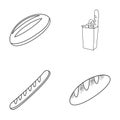 Loaf, French loaf, bread in a package, wheat bread.Bread set collection icons in outline style vector symbol stock Royalty Free Stock Photo