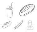 Loaf, French loaf, bread in a package, wheat bread.Bread set collection icons in outline style vector symbol stock Royalty Free Stock Photo