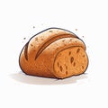 Hand-drawn Loaf Of Bread: Crisp Neo-pop Illustration With Minimalist Style