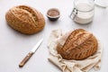 Loaf of freshly baked homemade sourdough bread Royalty Free Stock Photo