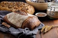 Loaf of freshly baked homemade sourdough bread Royalty Free Stock Photo