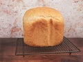 A loaf of homemade bread, made with the bread machine