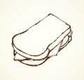 Loaf of long bread. Vector drawing Royalty Free Stock Photo