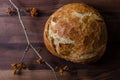 Loaf of Rustic Whole Wheat Bread with Witch Hazel Branch Royalty Free Stock Photo