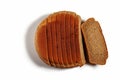 A loaf of rye bread cut into pieces Royalty Free Stock Photo