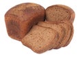 Loaf of rye bread and four slices Royalty Free Stock Photo