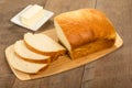 Loaf of sliced bread with butter plate Royalty Free Stock Photo