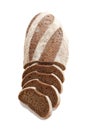 Loaf and slices of rye bread on a white background Royalty Free Stock Photo