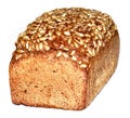 Loaf of sunflower bread with seeds on crust isolated on white background Royalty Free Stock Photo