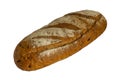 Loaf of whole wheat and rye bread on a white background