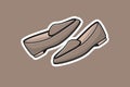 Loafer Shoes Of Pair Sticker vector illustration. Fashion object icon concept design.