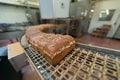 Loafs of bread in the factory Royalty Free Stock Photo