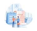 Loan agreement concept illustration. Suitable for landing page, ui, web, App intro card, editorial, flyer, and banner.