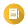 Loan agreement flat design long shadow glyph icon