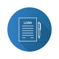 Loan agreement flat linear long shadow icon