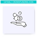 Loan based crowdfunding line icon. Editable