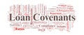 Loan Covenants Word Cloud. Key Terms On Compliance, Restrictions, Ratios, And Risk Control Royalty Free Stock Photo