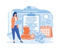 Loan disbursement concept. Businesswoman search for loan for business.