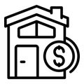 Loan house icon outline vector. Bank money