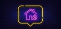 Loan house percent line icon. Discount sign. Neon light speech bubble. Vector Royalty Free Stock Photo