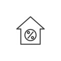 Loan house percent outline icon