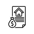 Black line icon for Loan, mortgage and money Royalty Free Stock Photo
