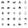 Loan icons with reflect on white background