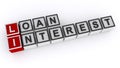 Loan interest word block on white