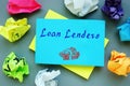 Loan Lenders sign on the piece of paper