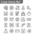 Loan line icons set vector illustration Royalty Free Stock Photo