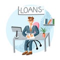 Loan manager flat vector illustration