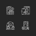 Loan office chalk white icons set on black background Royalty Free Stock Photo